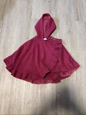 Max Studio Girls Hooded Ruffle Poncho -‎ Berry
